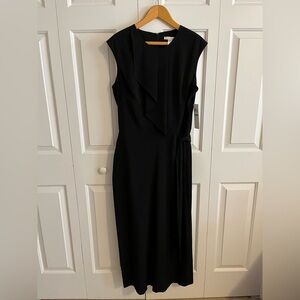 NWT - London Times Black Wide Leg Sleeveless Ruffle Belted Jumpsuit (sz 16)